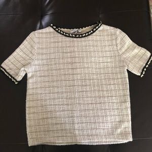 Ivory & pearl Tweed style work blouse